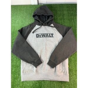DEWALT Men's Raglan Hoodie Sweatshirt Gray Black Logo Pullover Size Large LG